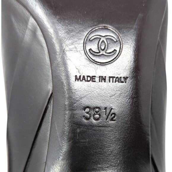 Vintage Chanel Kitten Heel Pointed Toe Brown Leather CC Logo Captoe Y2K 38.5 - Picture 10 of 12